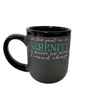 Serenity Prayer Coffee Mug Black Ceramic 12 Step Recovery Inspirational 16oz NEW